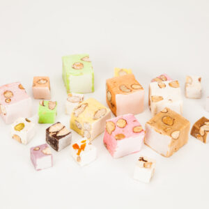 Cube 20g non emballé (Nature, Amande pistache, Citron, Pistache, Framboise, Orange, Chocolat, Caramel beurre salé, Cassis, Myrtille, Spéculoos, Violette)